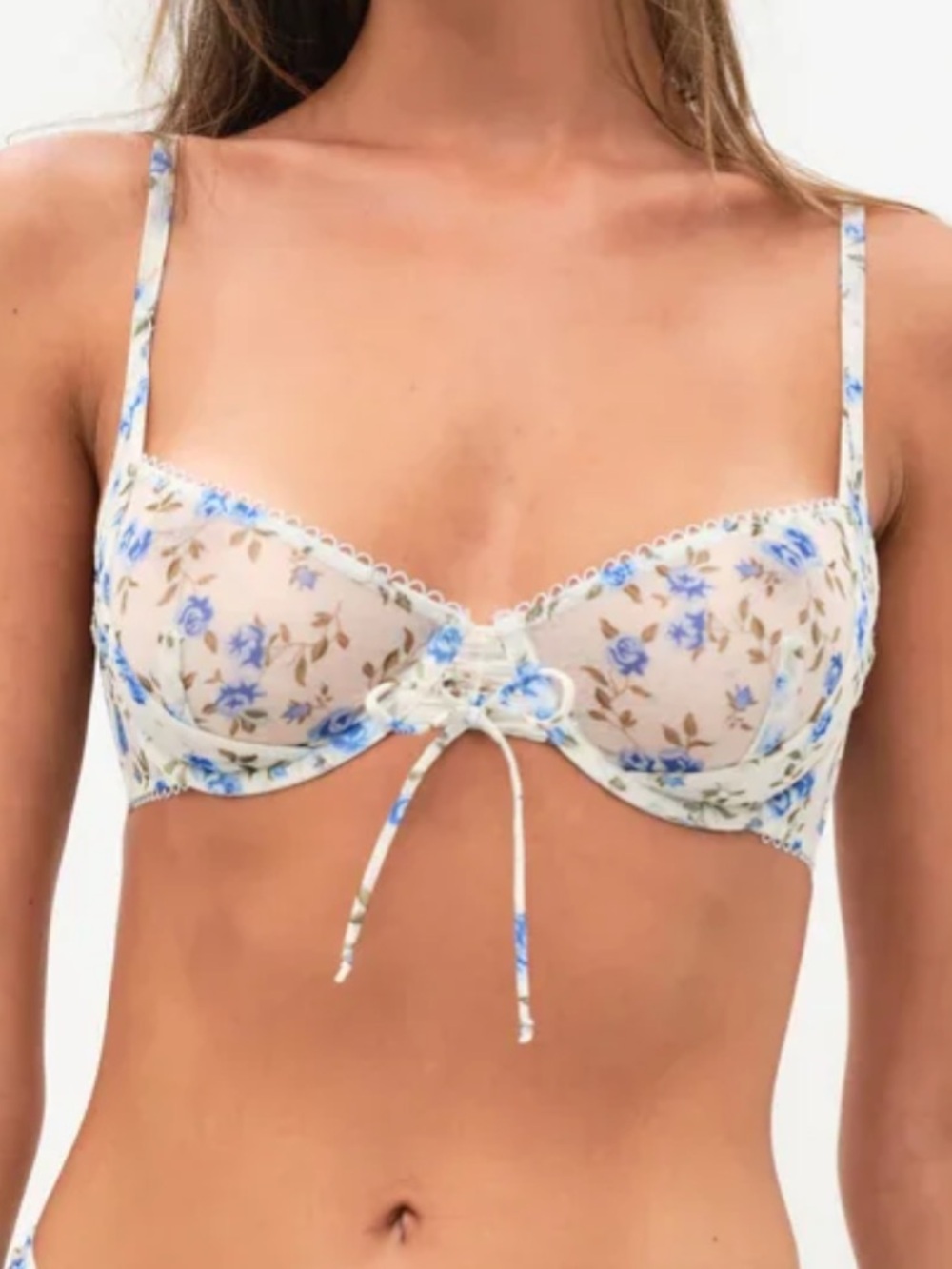 FOR LOVE‎ AND LEMONS Lottie Underwire Bra Blue Floral Size XS